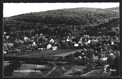 AK Bad Sauerbrunn /Bgld., Ortsansicht über die Bahngleise