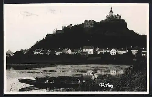 AK Güssing, Uferpartie mit Blick zum Schloss