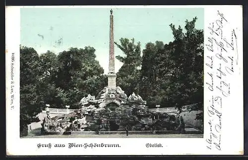 AK Wien-Schönbrunn, Partie am Obelisk