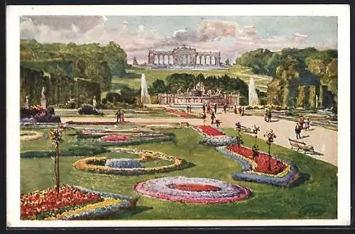 Künstler-AK Wien, Schönbrunn mit Gloriette