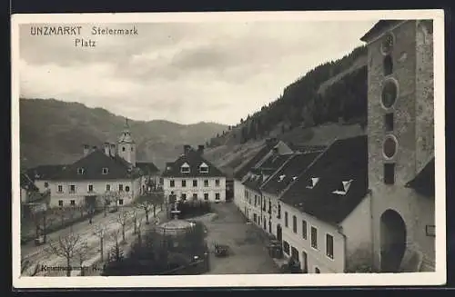 AK Unzmarkt /Steiermark, Platz mit Brunnen