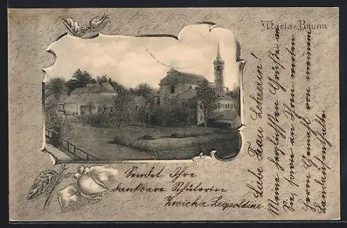 AK Hadersdorf-Weidlingau, Pfarr- und Wallfahrtskirche Mariabrunn im Passepartout