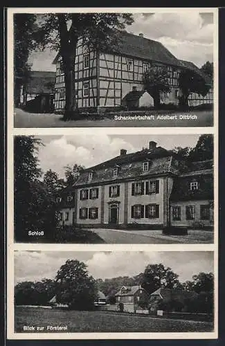 AK Tännich /Post Remda, Gasthaus von Adelbert Dittrich, Schloss, Försterei