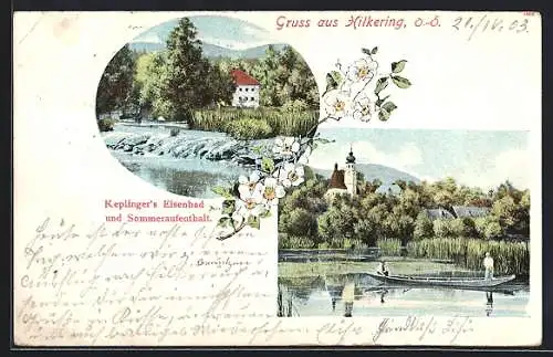 AK Hartkirchen /O.-Oe., Hilkering, Eisenbad Keplinger, Kirche mit Gondel
