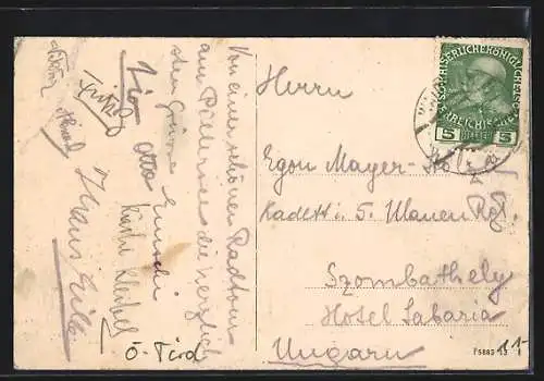 AK Waidring, Gasthof z. Post, Bes. Kasper Waltl, Ortsansicht