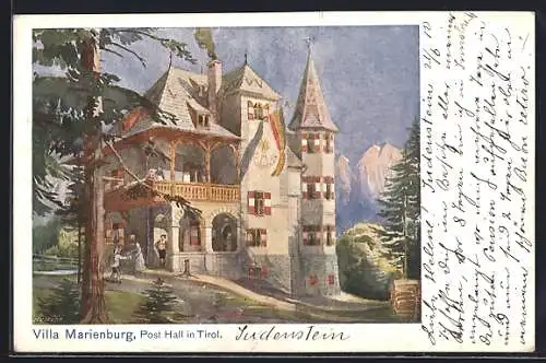 Künstler-AK Hall in Tirol, Villa Marienburg