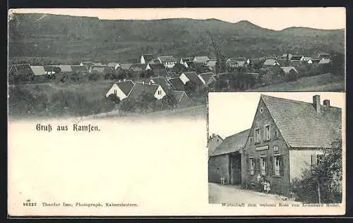 AK Ramsen, Gasthaus zum weissen Ross v. Leonhard Rödel, Ortsansicht