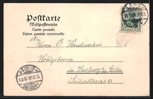 Lithographie Lehe / Geestemünde, 3. Matrosen-Artillerie-Kaserne, Rathaus mit Krieger-Denkmal, Geestebrücke