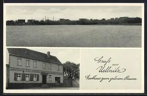 AK Üllnitz, Gasthaus zum grünen Baum, Ortsansicht
