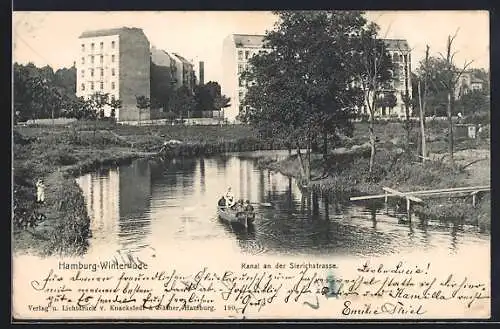 AK Hamburg-Winterhude, Kanal an der Sierichstrasse