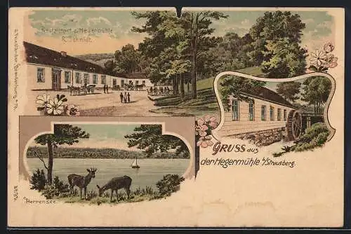 Lithographie Strausberg, Gasthaus Hegermühle, Herrensee