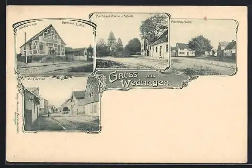 AK Wedringen, Kaufhaus Hermann Luthe, Dorfstrasse, Friedens-Eiche