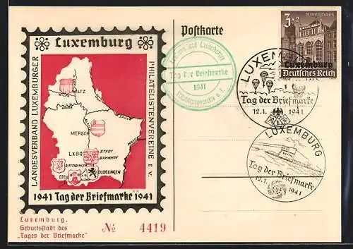 AK Luxemburg, Tag der Briefmarke 1941