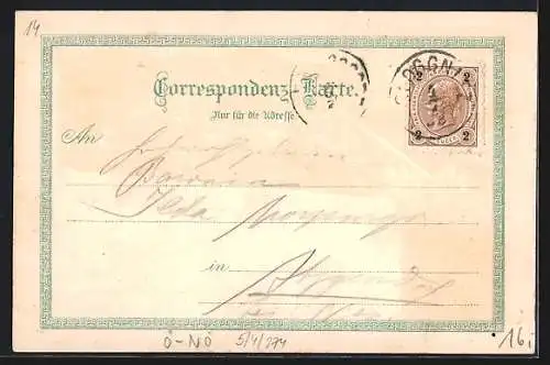 Lithographie Gloggnitz, Ansicht aus der Vogelschau, Schloss Wartenstein, Hirsch