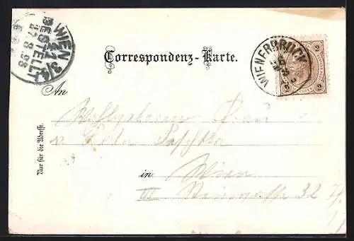 Lithographie Annaberg /N. Ö., Josefsberg, Gasthof J. Holzer, Strassenpartie mit Kirche