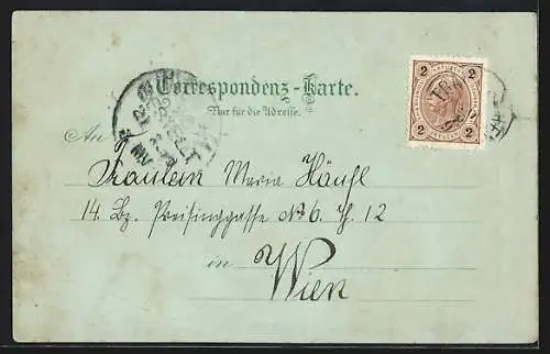 Mondschein-Lithographie Traiskirchen, Ortspartie, Pfarrkirche