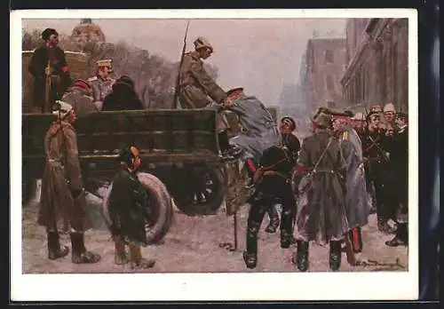 Künstler-AK L`arret des generaux en Fevrier de 1917, I. Vladimiroff