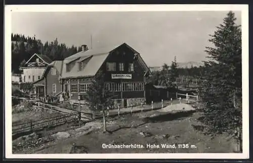 AK Grünbacherhütte, Ansicht mit Hoher Wand