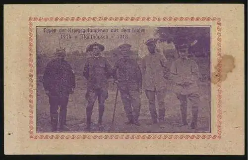 Notgeld Mauthausen 1918, 50 Heller, Wappen und Kriegsgefangene aus dem Lager 1914-1918