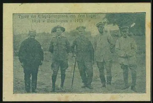 Notgeld Mauthausen 1918, 10 Heller, Wappen und Kriegsgefangene aus dem Lager 1914-1918