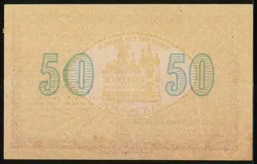 Notgeld Mariazell 1920, 50 Heller, Basilika Mariazell, Textfeld und Signaturen