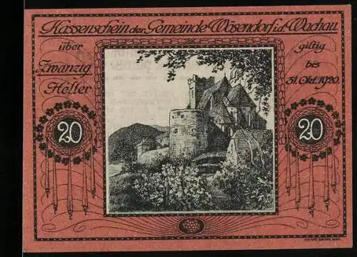 Notgeld Wösendorf 1920, 20 Heller, Burgruine-Motiv