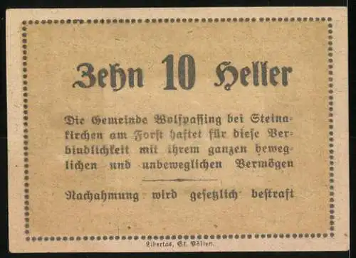 Notgeld Wolfpassing 1920, 10 Heller, Schlossansicht und ländliche Szenen