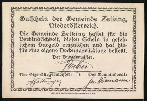 Notgeld Zelking 1920, 10 Heller, Kirche und Landschaftsmotive