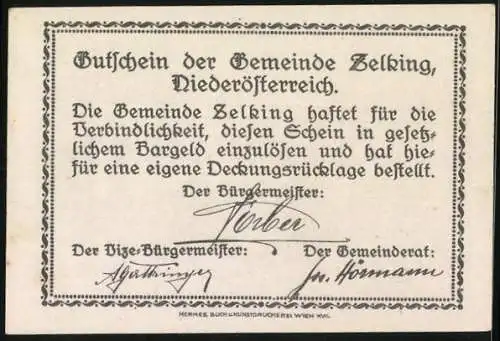 Notgeld Zelking 1920, 10 Heller, Kirche und Landschaftsmotive