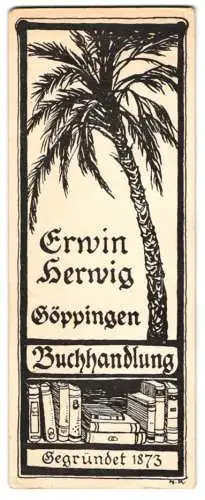 Lesezeichen Göppingen, Buchhandlung Erwin Hervig, Palme und Bücher