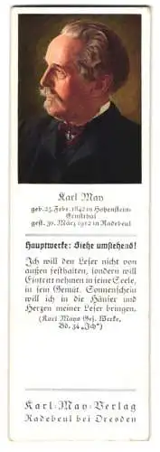 Lesezeichen Radebeul, Karl May Verlag, Portrait Karl May