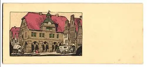 Lesezeichen Minden / Westfalen, Rathaus mit Vorplatz