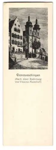 Lesezeichen Donaueschingen, Nach einer Radierung von Vinzenz Marschall, Hofbuchhandlung Otto Mory