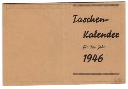 Kalender 1946, Taschenkalender mittig fefalzt