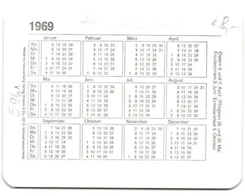 Kalender 1969, Boie Landmaschinen-Import Paul Petersen, Westre, Traktor mit Stapler Vorbau