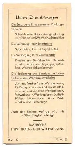 Kalender 1947, Bayerische Hypotheken - und Wechselbank