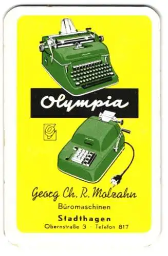 Kalender 1956, Stadthagen, Olympia Schreibmaschine / Typewriter, Georg CH. R. Malzahn Büromaschinen