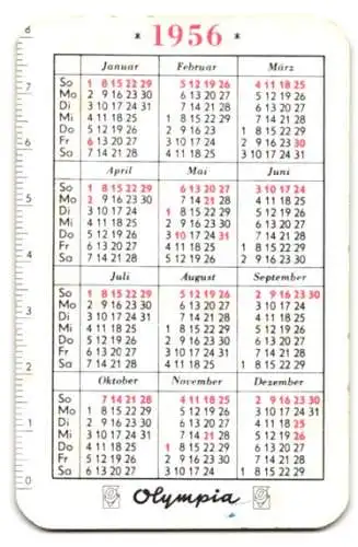 Kalender 1956, Stadthagen, Olympia Schreibmaschine / Typewriter, Georg CH. R. Malzahn Büromaschinen