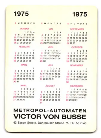 Kalender 1975, Essen-Steele, Metropol-Automaten, Wechselbild nackte Blondine mit Eis & Bierflasche