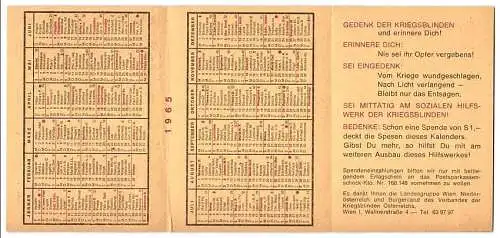 Kriegsblindenkalender 1965, Spende für Wiener Kriegsblinde, Kriegsblinder mit Blindenhund