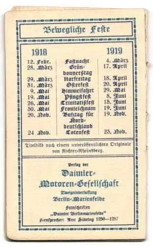 Kalender 1917, Berlin-Marienfelde, Daimler Motoren Gesellschaft, Heft mit 12 Seiten