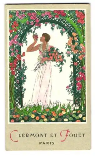 Kalender 1932, Paris, Clermont Et Fouet, Dame pflückt Rosen