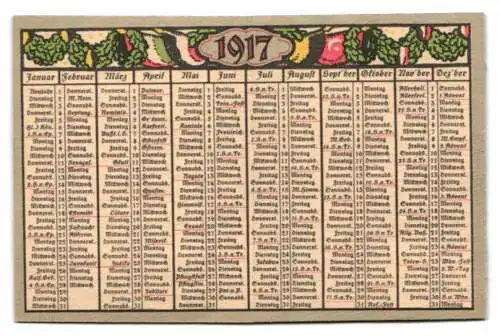 Kalender 1917, München, Hofbuchhandlung Karl Schülers, Maximilianstrasse 2