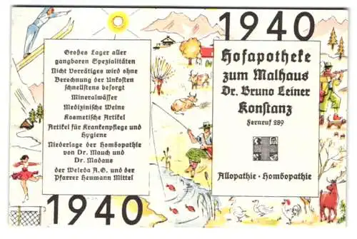 Kalender 1940, Konstanz, Hofapotheke zum Malhaus Dr. Bruno Leiner