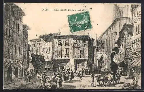 AK Albi, Place Sainte-Cécile avant 1850