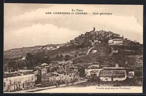 AK Les Cabannes, Les Cabannes et Cordes, Vue génerale