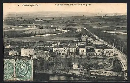 AK Labruguière, Vue panoramique du bout du pont