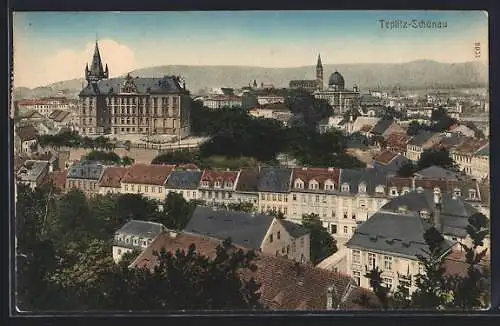 AK Teplitz-Schönau, Ortsansicht aus der Vogelschau