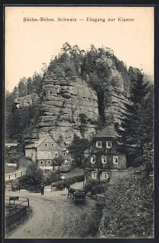 AK Herrnskretschen /Sächs.-Böhm. Schweiz, Eingang zur Klamm