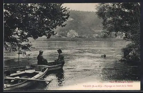 AK Villez /S.-et-O., Paysage au bord de la Seine